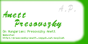 anett presovszky business card